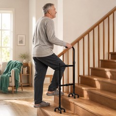 Stair Climbing Assist Cane with Adjustable Height & 8-Claw Base for Seniors