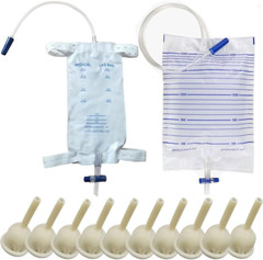 Condom Catheter External Self Sealing Set 10Pcs Male Condom Catheter 1Pcs 500Ml