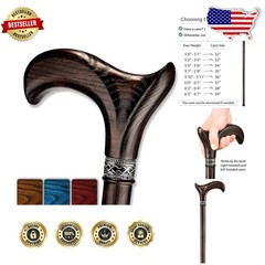 Handcrafted Oak Walking Cane, Ergonomic Derby Handle, 36″ Walnut, 400lb Capacity