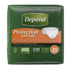 Depend Briefs with Tabs Maximum Incontinence Pants, S/M 20 Count – 1Pack