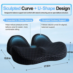 Ergonomic Memory Foam Seat Cushion Hemorrhoid Pillow for Hip Sciatica and Tailbo