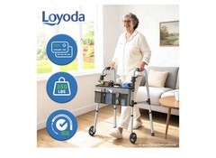Loyoda Folding Walker with Basket and Glide Skis, 5″ Wheels Lightweight