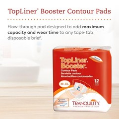 Tranquility TopLiner Contour Booster Pads, 21.5 x 13.5 in, 120 Count