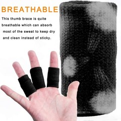 Finger Sleeves Thumb Splint Brace Support Breathable Elastic Tape 10PCS Black