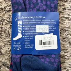 Beyond Scrubs 8mmHg Compression Socks Women Navy Blue Pink White NEW WITH TAGS