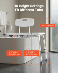 VEVOR Tub Transfer Bench Height Adjustable Shower Chair with Arm Backrest 400lbs