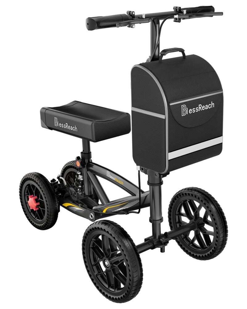 BlessReach All Terrain Foldable Knee Scooter 1 Count (Pack of 1), Black