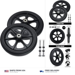 2 Pcs Walker Wheels Replacement 8 Inch Solid Wheelchair Front Wheels, Anti-Sl…