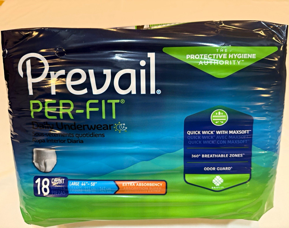 Prevail Per-Fit Incontinence Underwear Large Extra Absorbency Odor Guard PF-513