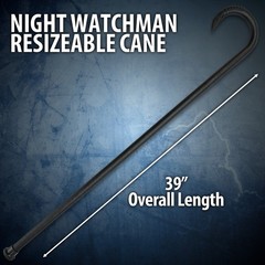 Night Watchman Adjustable Walking Cane | Removable Non-Slip Rubber Toe | 39″