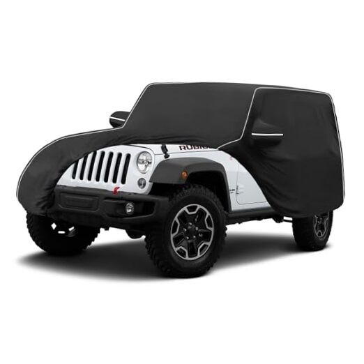 MAIKER Car Cover Waterproof All Weather Compatible with Jeep Wrangler 600D