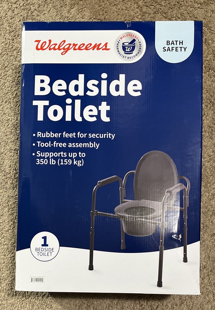 Walgreens Bath Safety Bedside Toilet – Up to 350 Pounds – Item #404635 – New