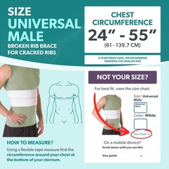 BraceAbility Broken Rib Brace for Men and Women – Universal Male, White