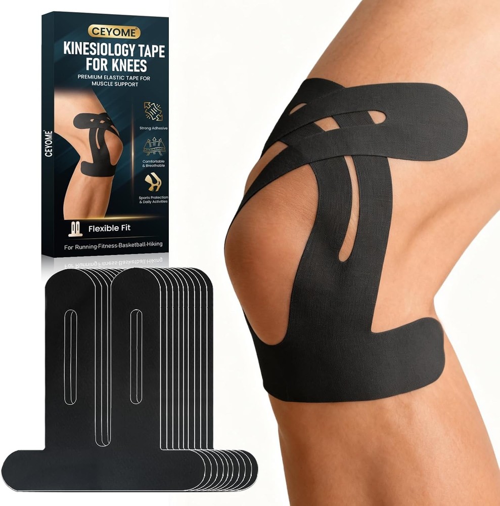 Kinesiology Tape for Knees – 10 PCS Knee Tape for Knee Support | Waterproof,