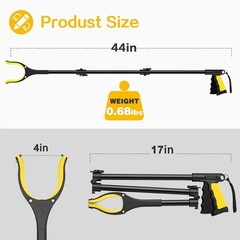 44 Inch Extra Long Grabber Reacher Tool，Foldable Trash Pick Up Stick for Seni…