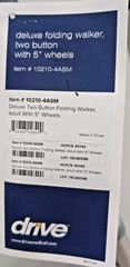 Drive Deluxe Two Button Folding Walker Adult 2 Wheels 5in Aluminum Gray