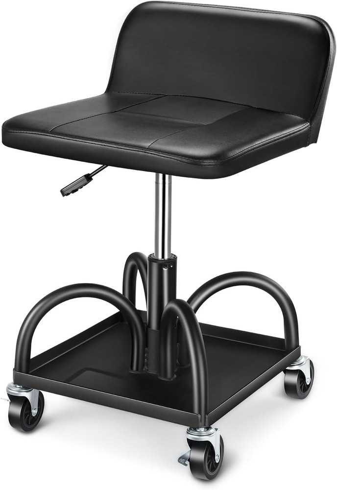 Rolling Padded Seat Adjustable Height Seat 330Lbs Capacity Rolling Mechanic Cree
