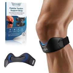 Silicone Patellar Tendon Support Strap 2 Pack, Adjustable Patella Bands