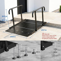 Folding Wheelchair Ramp with Handrails, 49.2″ Length Adjustable Height (1″-7.28″