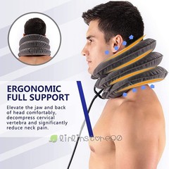 Cervical Neck Relief Traction Pillow Brace Collar Support Stretcher Inflatable