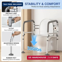 Loyoda Foldable Toilet Safety Rails for Seniors – Adjustable Toilet Safety Frame