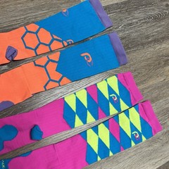 Lot Of 2 PRO COMPRESSION Socks Marathon Running Pink Blue Orange S / M