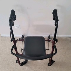 Medline 4 Wheels Rollator Folding type, Padded Seat, Pouch & Padded Back Rest.