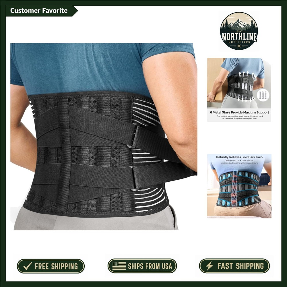 Durable Adjustable Back Brace for Enhanced Lumbar Support | Size M for Men/Women