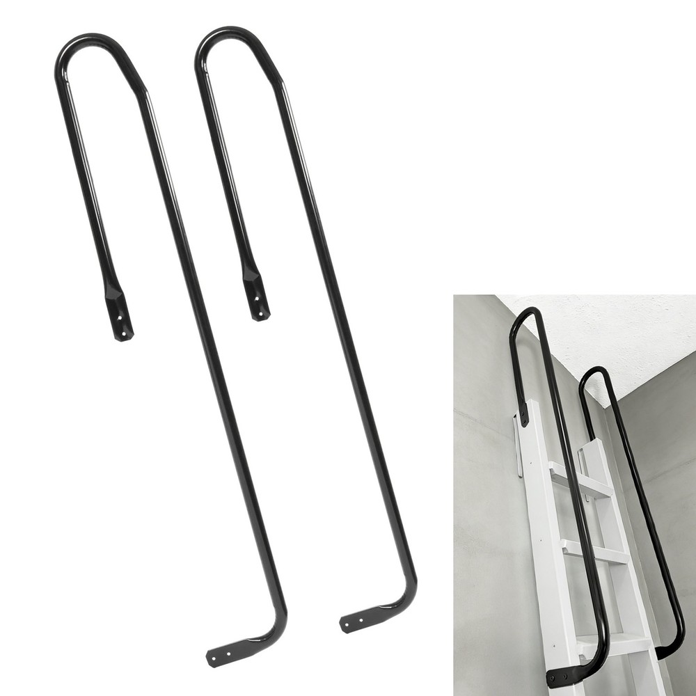 Universal Step Handrail Sturdy Black Metal For Stairs Porch & Loft Steps
