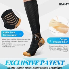 Copper Compression Socks Adult L Ankle Support V-Shape Gradient Mens 9.5-12 NEW