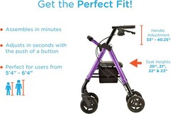 NOVA Star Deluxe Rollator Walker – Extra Wide 8″ Wheels, Blue – Open Box