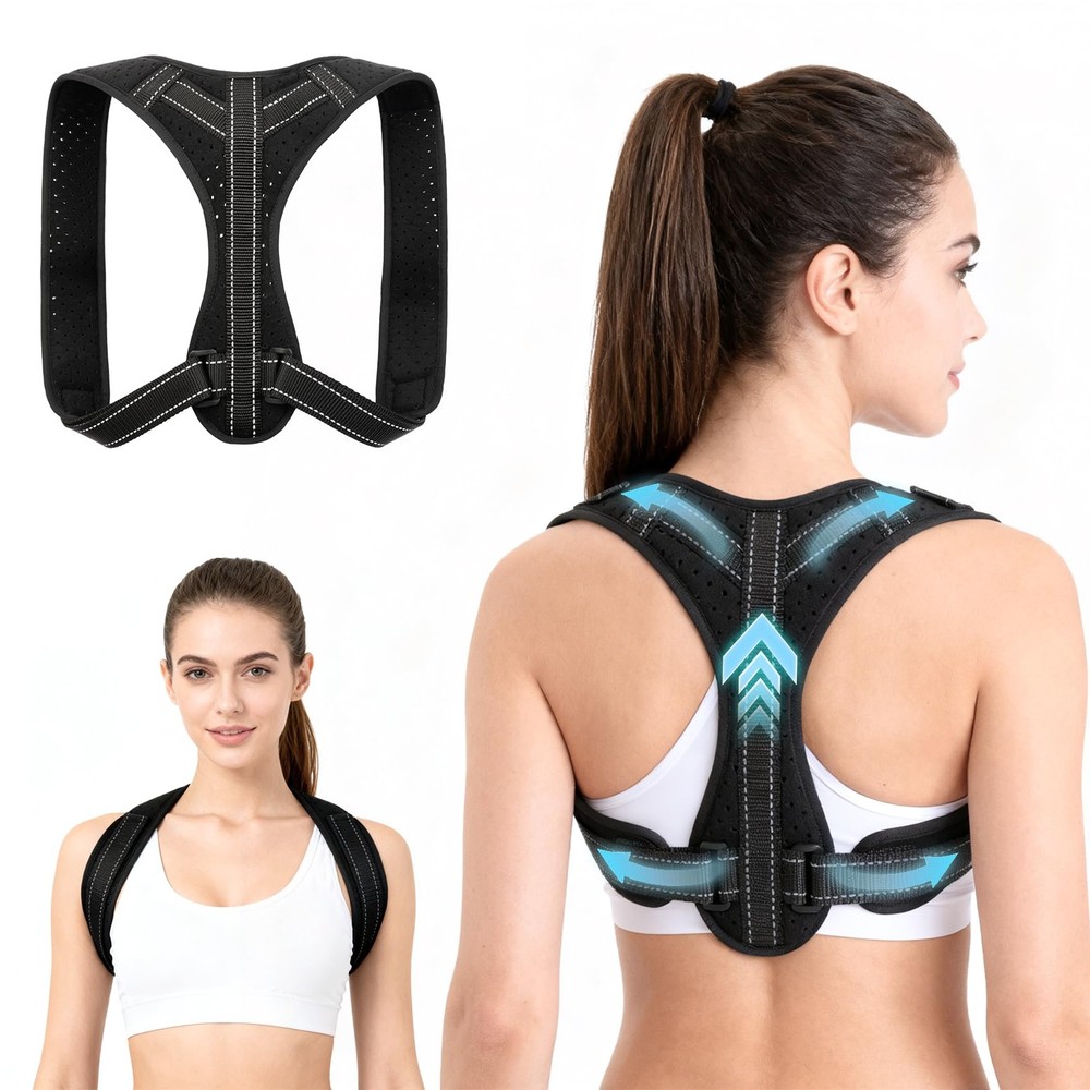 Posture Corrector for Men and Women, Adjustable Back Brace X-Large, Black