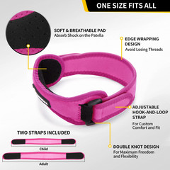 CAMBIVO Patella Tendon Knee Straps 2 Pack for Pain One Size, Pink