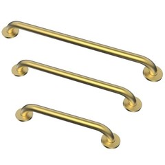 Grab Bar Bundle for ADA Compliance Stainless Steel 1.5″ Diameter 3 Brushed Gold