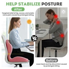 Memory Foam Seat Cushion with Back Support Orthopedic Tailbone Pain Relief Cush