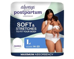 56 Count Always Discreet Postpartum Incontinence Underwear Women’s Large Bladder