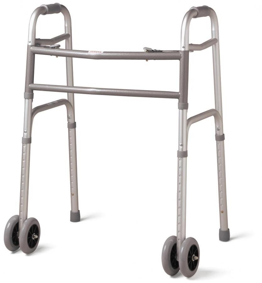 Medline Bariatric Folding Walker Extra Wide 500 lb. Capacity 5 In. Wheels 1 Ct.