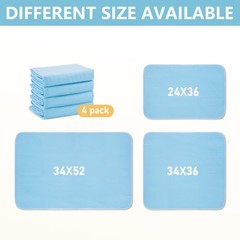 DAHAPYBOO Washable Underpads, 34”x36” 4Pack Incontinence Bed 34×36-4P, Blue