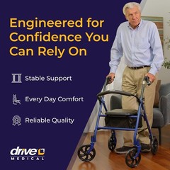 Walker Seat Stable Mobility Height Adjustable Durable Steel Frame 7.5 350