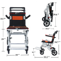 Lightweight Foldable Portable Wheelchair Travel Transport Wheelchair For Seniors