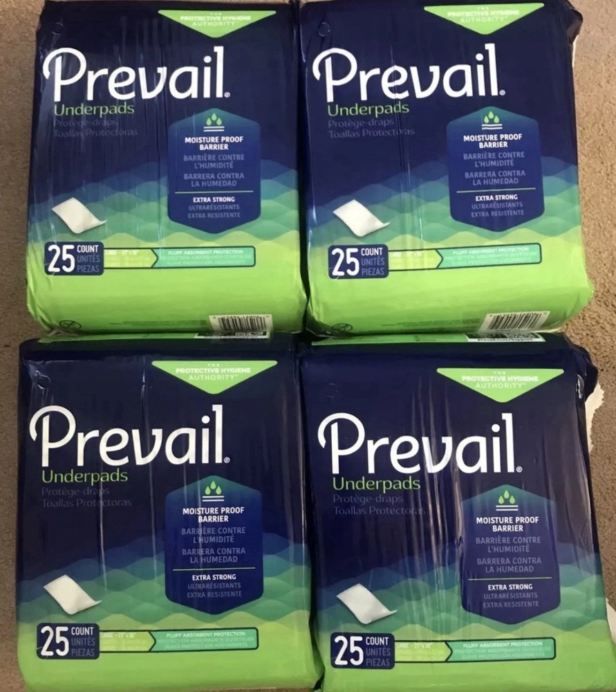 Prevail Underpad, Disposable 23X 36” 58cm X 91cm 100 Count, (4 )Pack New
