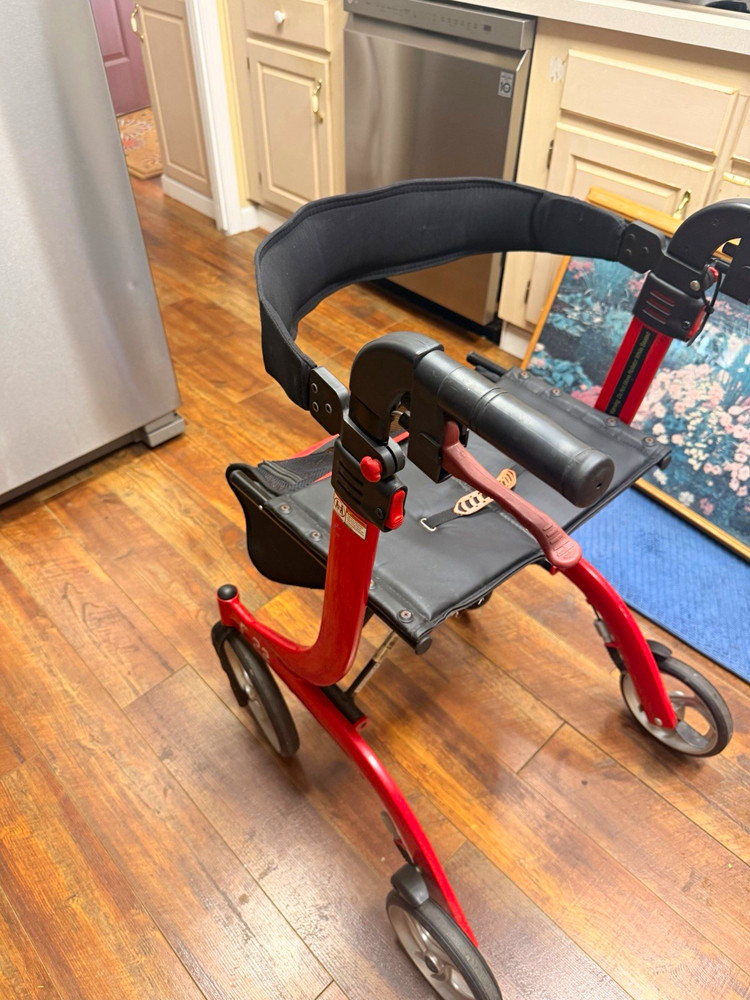 Red/Black 4-Wheel Rollator Walker with Seat and Handbrakes for Adult/Senior.