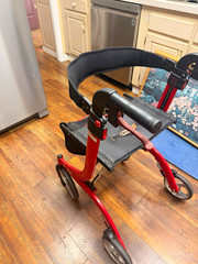 Red/Black 4-Wheel Rollator Walker with Seat and Handbrakes for Adult/Senior.