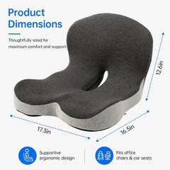 Memory Foam Seat Cushion with Lumbar Back Support, L-Shaped Ergonomic Chair Cush