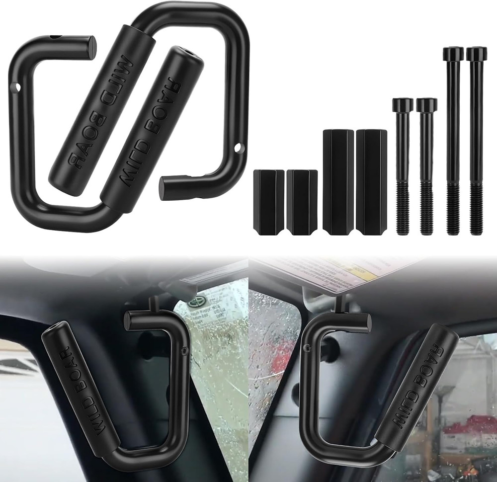 Front Grab Bar Grab Handles, Front Grab Handle Kit Black Textured Compatible wit