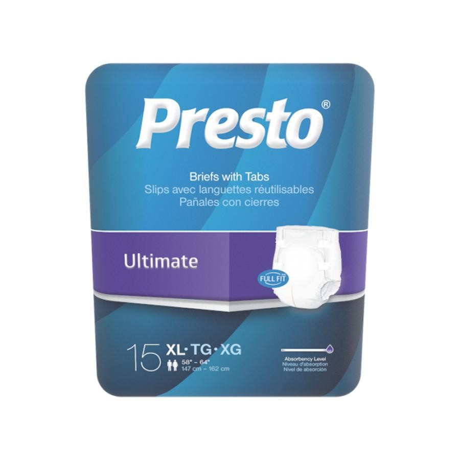 Drylock Presto Breathable Briefs Ultimate Absorb X-Large 58 In -64 In, 15 Count