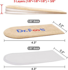 Dr.Foot Adjustable Orthopedic Heel Lift Inserts, Height Increase Insole for Leg