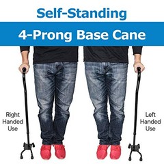 Quad Cane – Adjustable Walking Cane with A Large Four-Pronged Base for Black