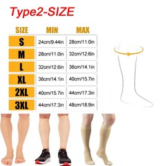 1Pair 15-20mmHg Medical Compression Knee Socks Up to 3XL for Women & Men For Cir