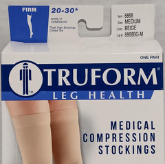 Truform Medical Compression Stockings 20-30 mmHg Closed Toe Thigh Beige Size Med